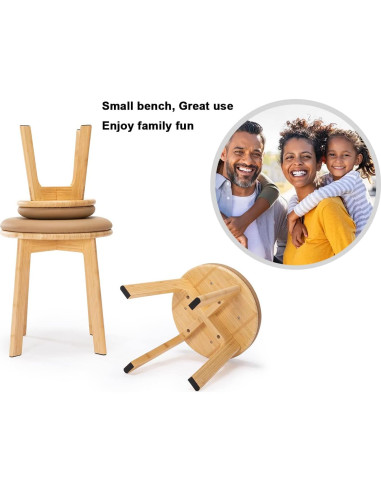 Taburete de Madera de Bambú PELYN Redondo 39.1 cm