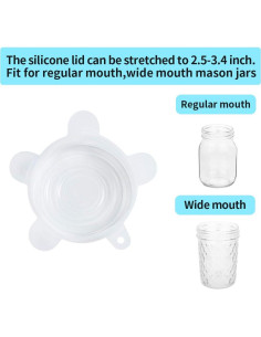 Tapas de Silicona Webake 10 Piezas para Tarros de 6.4 a 8.9 cm 2