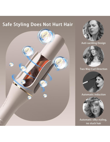 Plancha de Rizar Automática ZEOEZHBI 1" Oro con 4 Temperaturas