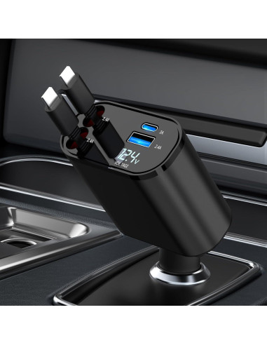 Cargador de coche retráctil 4 en 1 Shiyue 60W USB para iPhone