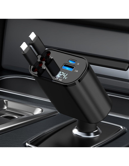 Cargador de coche retráctil 4 en 1 Shiyue 60W USB para iPhone Cargador de coche retráctil 4 en 1 Shiyue 60W USB para iPhone