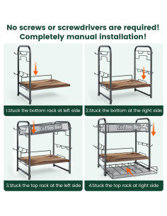Organizador de Bar de Café Seaflash 3 Niveles con Cajón K 2