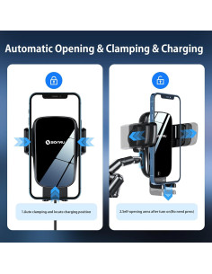Soporte Cargador Inalámbrico Auto SONRU WP20-C 15W Negro 2