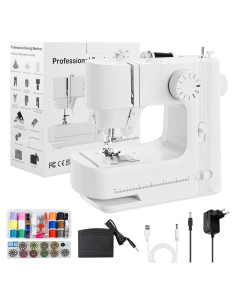 Máquina de Coser Mini TE56965 Blanca con Luz LED y 12 Puntadas