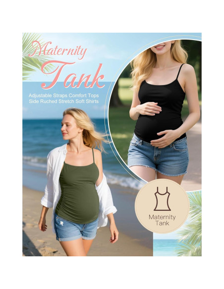 Ficerd 3 Camisetas de Maternidad Algodón Ajustables para Mujeres