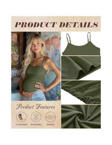 Ficerd 3 Camisetas de Maternidad Algodón Ajustables para Mujeres