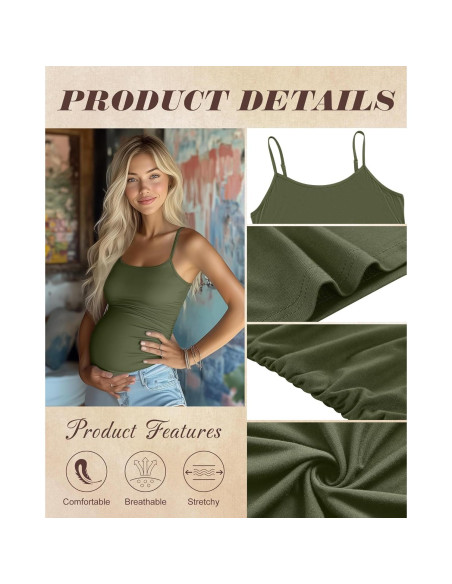 Ficerd 3 Camisetas de Maternidad Algodón Ajustables para Mujeres