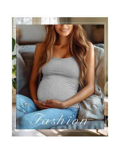 Ficerd 3 Camisetas de Maternidad Algodón Ajustables para Mujeres