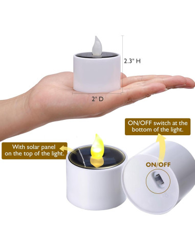 Velas Solares LED PChero Impermeables para Exterior - Paquete de 6