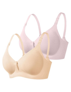 Sostenes de Lactancia Sin Costuras 2 Piezas Beige/Rosa