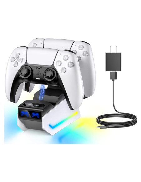 Cargador Estación New bee para Controladores PS5 con RGB