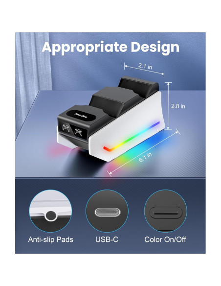 Cargador Estación New bee para Controladores PS5 con RGB