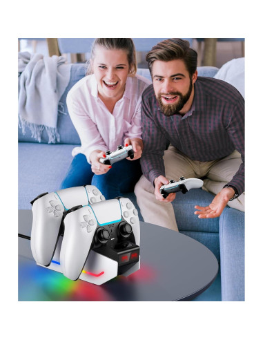 Cargador Estación New bee para Controladores PS5 con RGB