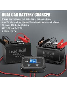 Cargador de Batería Inteligente Aorika 12V 24V 20A 2-Bancos 2