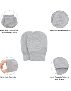 Conjunto de gorro y manoplas de algodón para bebés 0-6 meses 2