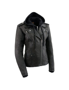 Chaqueta de Motocicleta de Cuero Milwaukee Leather para Mujeres 5X