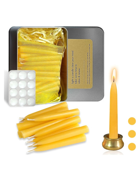 Juego de 30 Mini Velas de Cera de Abeja Gedengni para Meditación