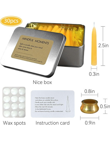 Juego de 30 Mini Velas de Cera de Abeja Gedengni para Meditación