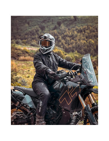 Traje de Lluvia Impermeable RIDEIRON para Motocicleta Grande Negro