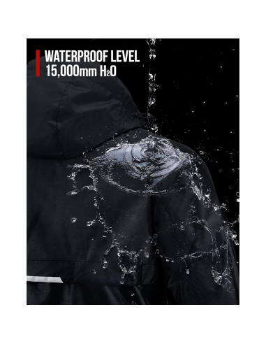 Traje de Lluvia Impermeable RIDEIRON para Motocicleta Grande Negro