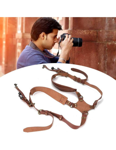 Arnés de Doble Cámara Leopacat Correa Ajustable para DSLR