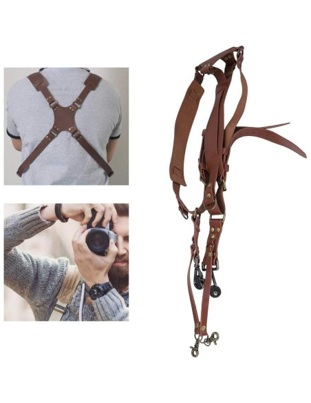 Arnés de Doble Cámara Leopacat Correa Ajustable para DSLR