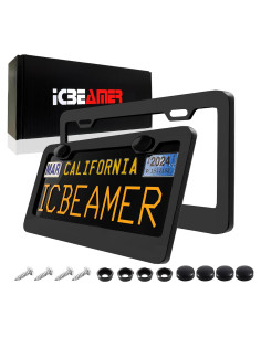 Marcos de Placa de Licencia ICBEAMER Negros Mate - 2 Piezas