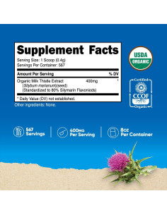 Suplemento Nutricost Cardo Mariano Orgánico 227 g Sin Gluten 2