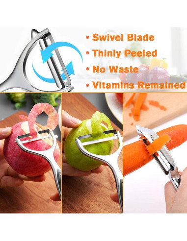 Pelador de Verduras Leaflai T9-380S Acero Inoxidable 4 Cuchillas