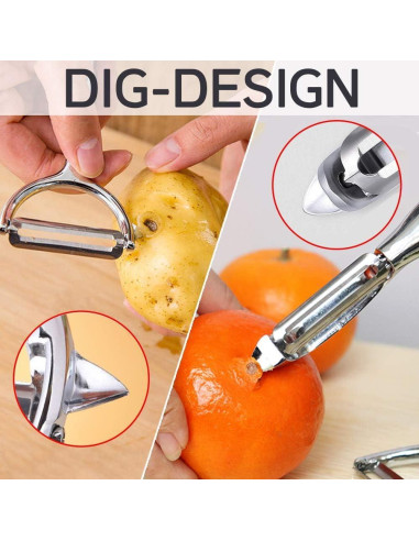 Pelador de Verduras Leaflai T9-380S Acero Inoxidable 4 Cuchillas