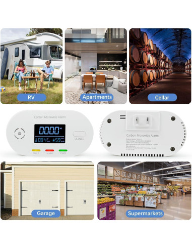 Detector de Monóxido de Carbono BTYEEUYI 3 en 1 Enchufable