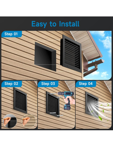 Ventilación de Tejado 30 x 30 cm Hon&Guan Aluminio Negro