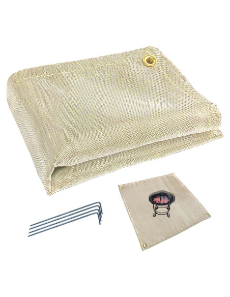 Mat de Fuego Cuadrado 100 cm Resistente al Calor para BBQ