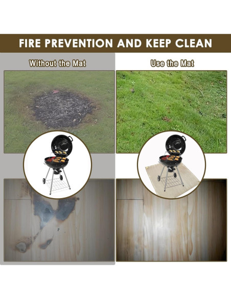 Mat de Fuego Cuadrado 100 cm Resistente al Calor para BBQ