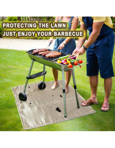 Mat de Fuego Cuadrado 100 cm Resistente al Calor para BBQ