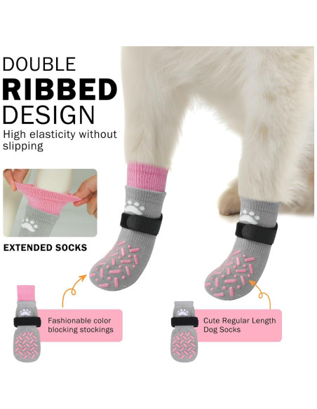 Calcetines Antideslizantes para Perros SCENEREAL Talla M Rosa