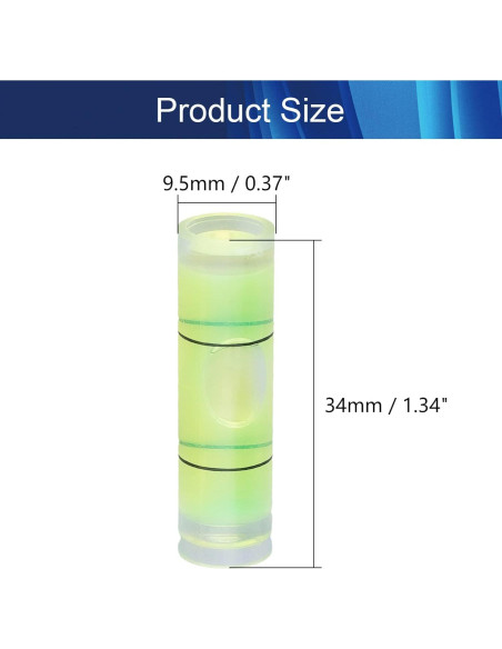 10 Niveles de Burbuja Cilíndricos Hegebeck 9.5x34mm PMMA