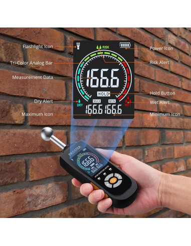Medidor de Humedad Proster MT68 No Destructivo LCD Color 20-40mm