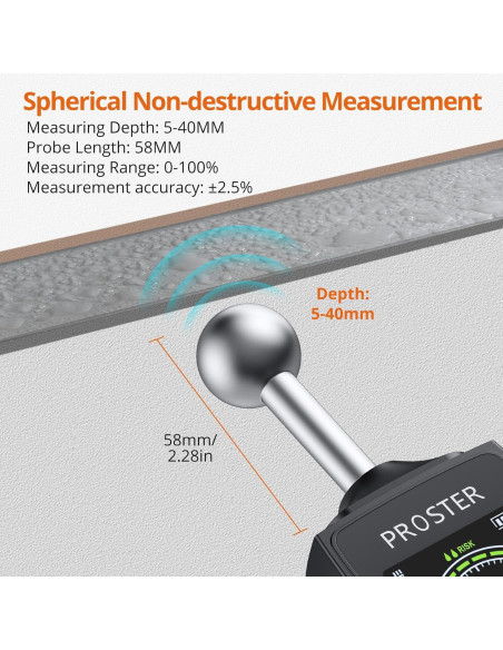 Medidor de Humedad Proster MT68 No Destructivo LCD Color 20-40mm