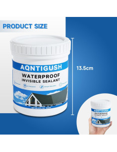 Sellador Impermeable Transparente AQNTIGUSH 1kg 35oz para Techos y Paredes 2