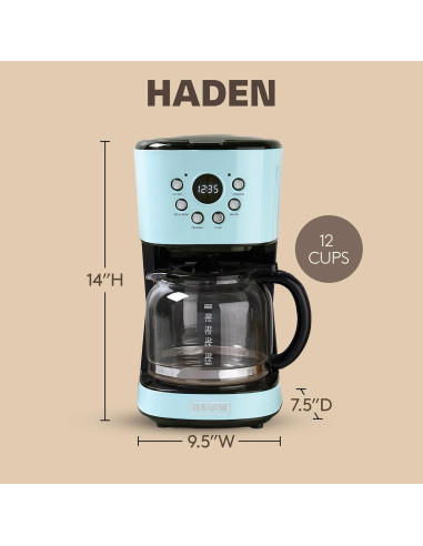 Cafetera Programable Haden 12 Tazas Goteo Turquesa Automática