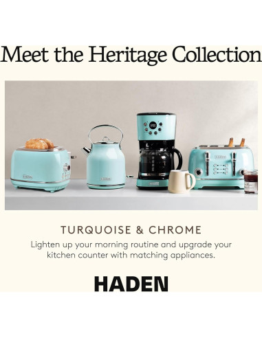 Cafetera Programable Haden 12 Tazas Goteo Turquesa Automática