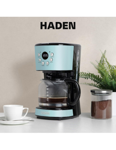 Cafetera Programable Haden 12 Tazas Goteo Turquesa Automática