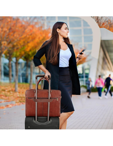 Maletín de Cuero Italiano Banuce para Mujeres 14" Marrón