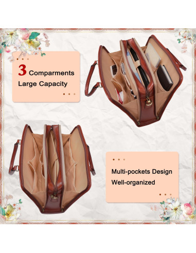 Maletín de Cuero Italiano Banuce para Mujeres 14" Marrón