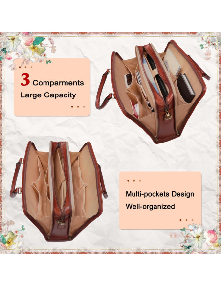 Maletín de Cuero Italiano Banuce para Mujeres 14" Marrón