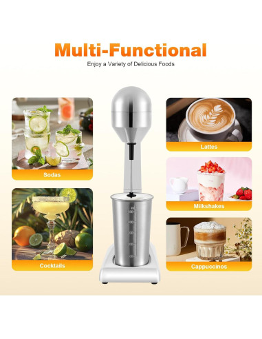 Máquina de Batido MOCHAG 100W 500ml 2 Velocidades Plateada