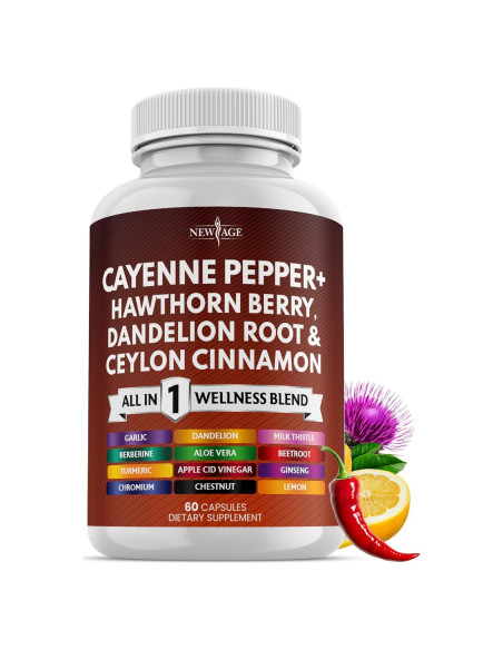 Cápsulas de Pimienta de Cayena New Age 60 Unidades Suplemento