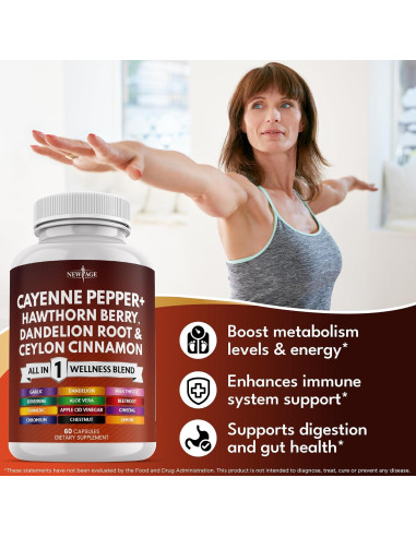 Cápsulas de Pimienta de Cayena New Age 60 Unidades Suplemento
