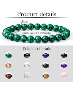 Pulseras de Chakra ONESING 12 Pcs 8mm Cristales Sanadores 2